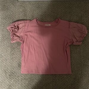 We The Free Pink Puff Sleeve T-Shirt